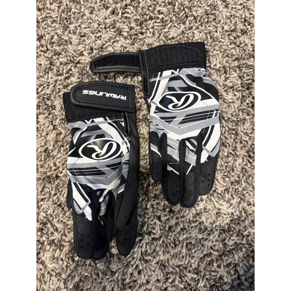 Rawlings Baseball Batting Gloves Black White Grey Camo Geometric Pattern PairXS